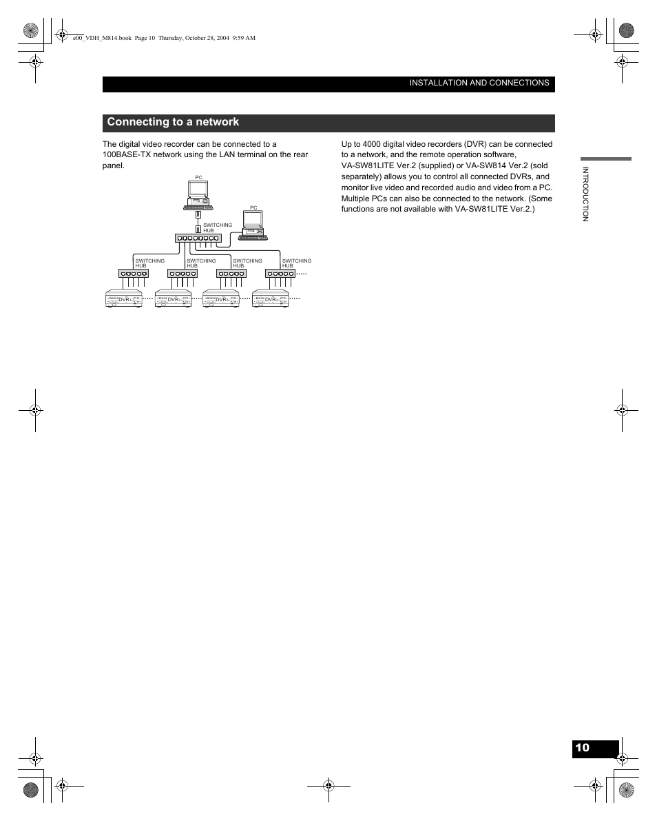 Connecting to a network | Sanyo DSR-M814 User Manual | Page 11 / 73