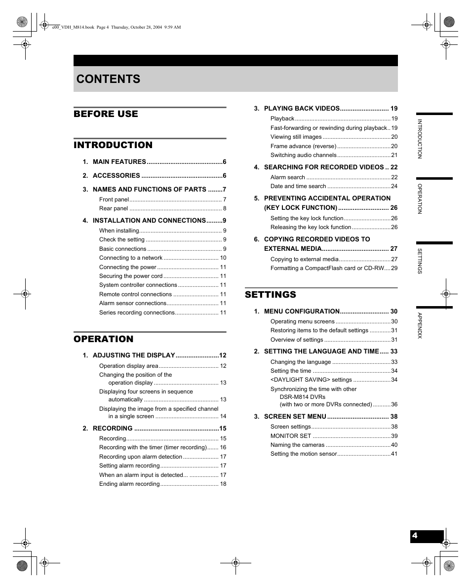 Sanyo DSR-M814 User Manual | Page 5 / 73