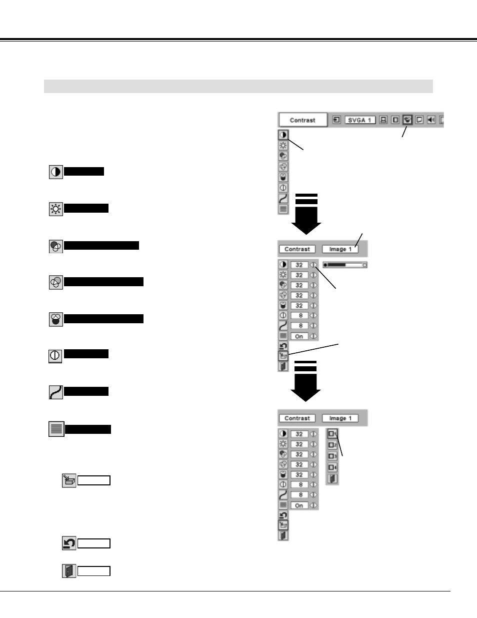 Image level adjustment, Computer input | Sanyo PLC-UF10 User Manual | Page 33 / 52