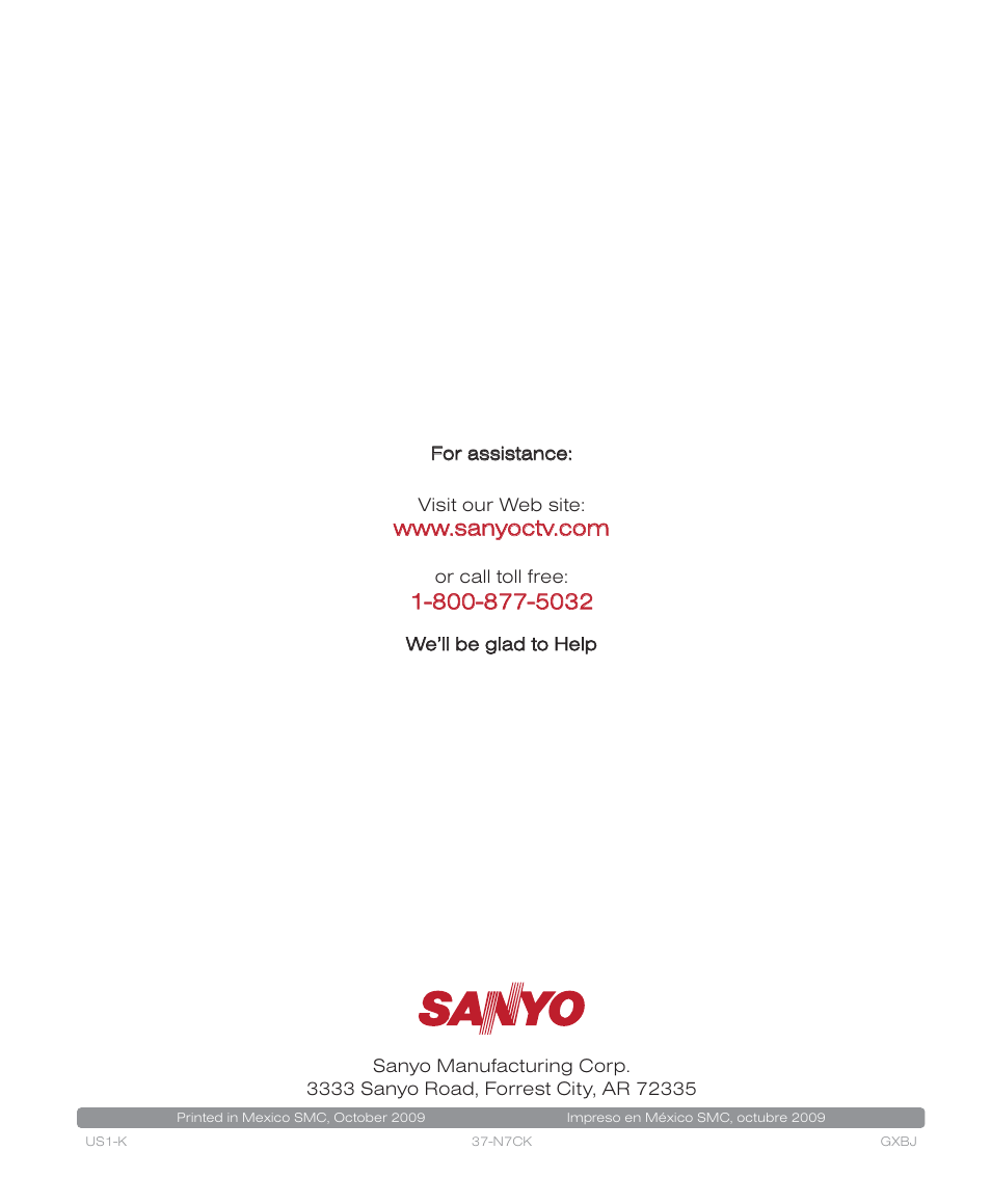 Sanyo DP37819 User Manual | Page 19 / 19