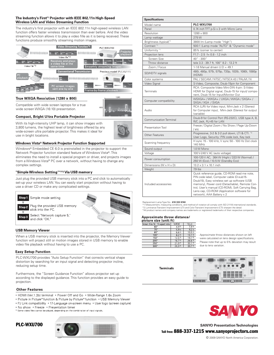 Sanyo GAIA PLC-WXU700 User Manual | Page 2 / 2