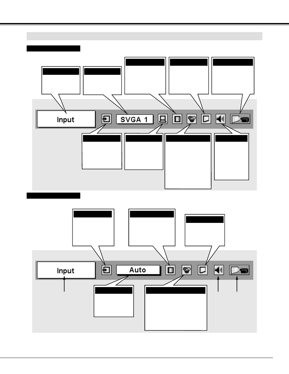 Menu bar, Before operation | Sanyo PLC-XF45 User Manual | Page 21 / 56