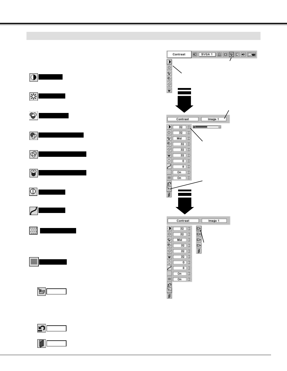 Image level adjustment, Computer input | Sanyo PLC-XF45 User Manual | Page 33 / 56