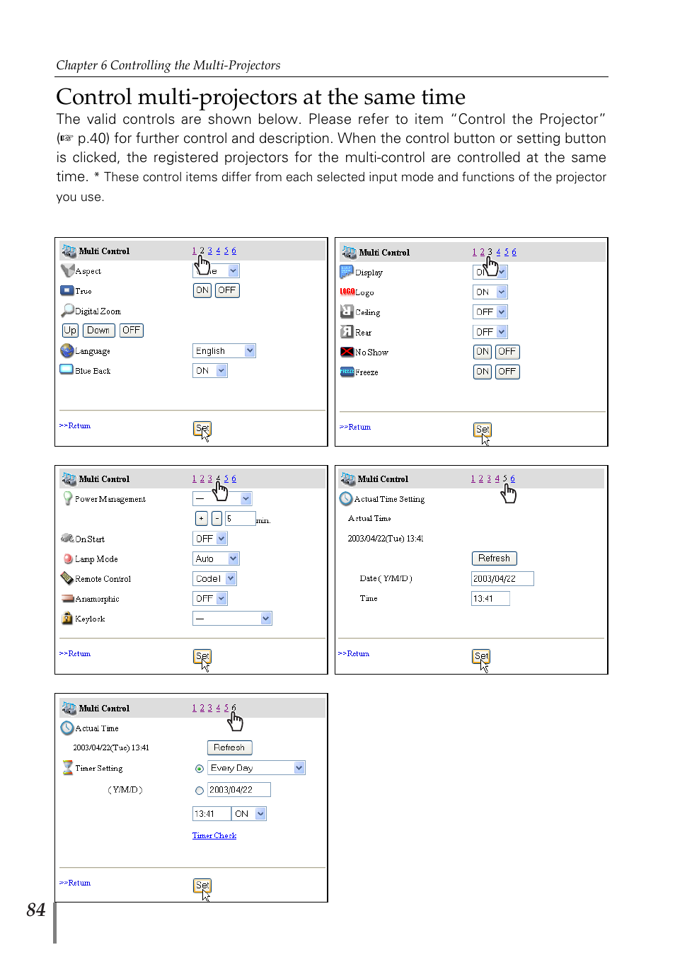 Control multi-projectors at the same time | Sanyo PJ-Net Organizer Plus POA-PN02 User Manual | Page 84 / 114