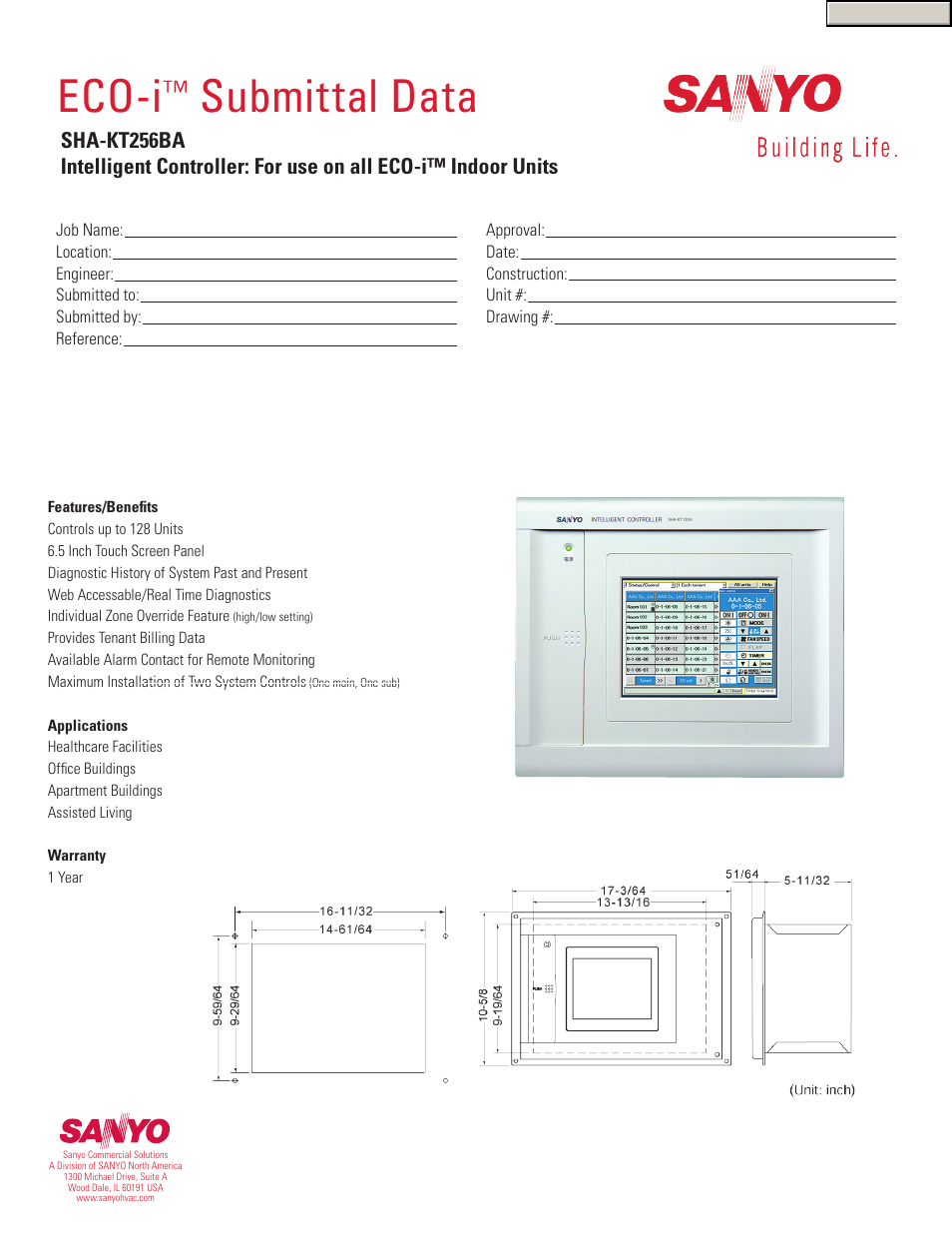 Sanyo ECO-i SHA-KT256BA User Manual | 1 page