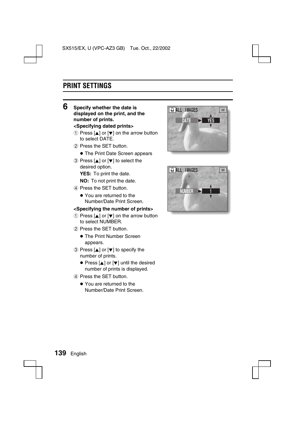 Print settings | Sanyo VPC-AZ3 User Manual | Page 142 / 207