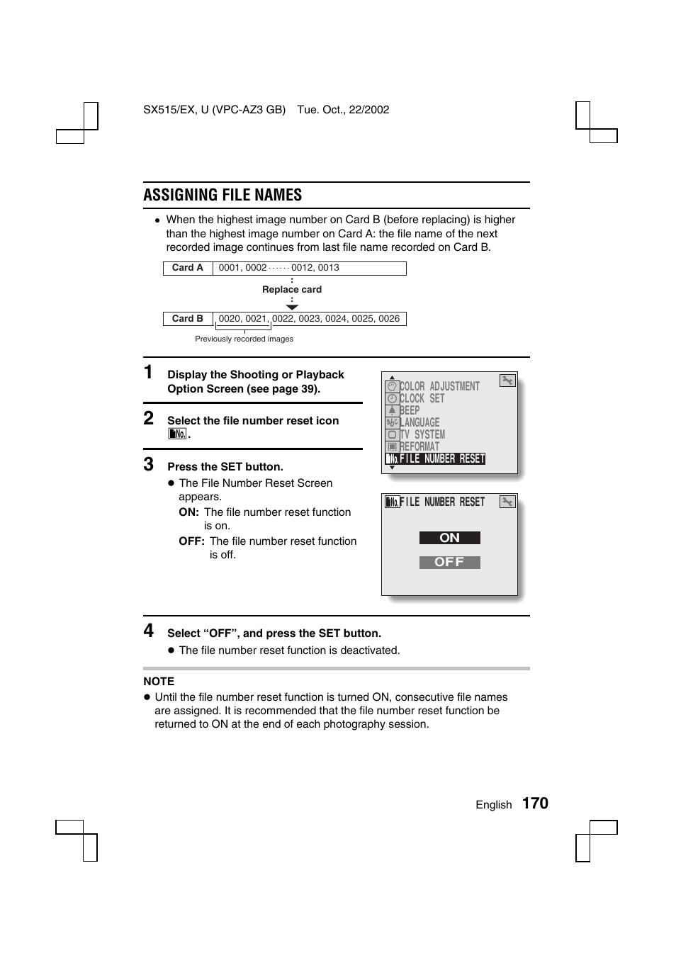 Assigning file names | Sanyo VPC-AZ3 User Manual | Page 173 / 207