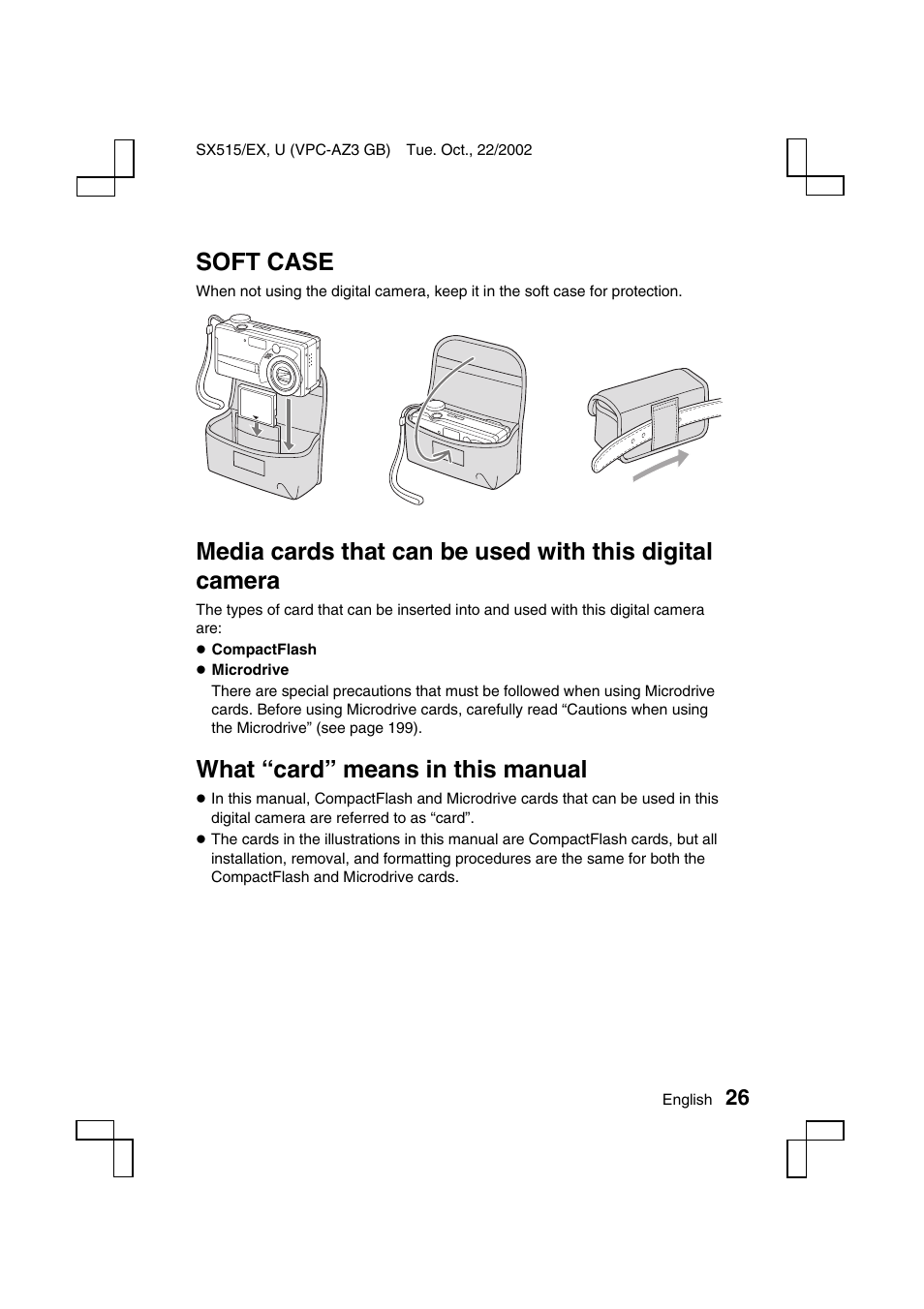 Soft case, What “card” means in this manual | Sanyo VPC-AZ3 User Manual | Page 29 / 207