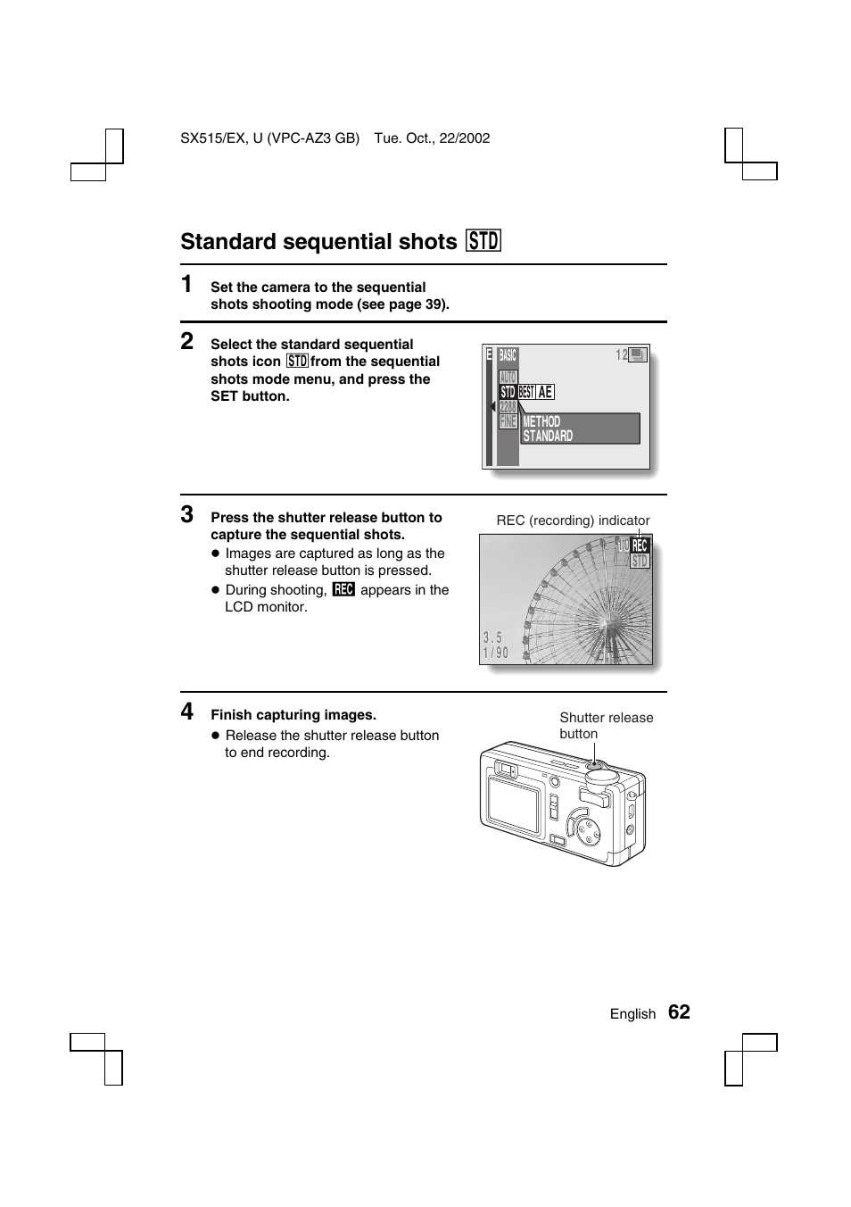 Standard sequential shots ö | Sanyo VPC-AZ3 User Manual | Page 65 / 207