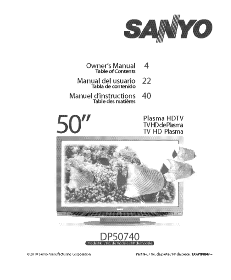 Sanyo DP50740 User Manual | 56 pages