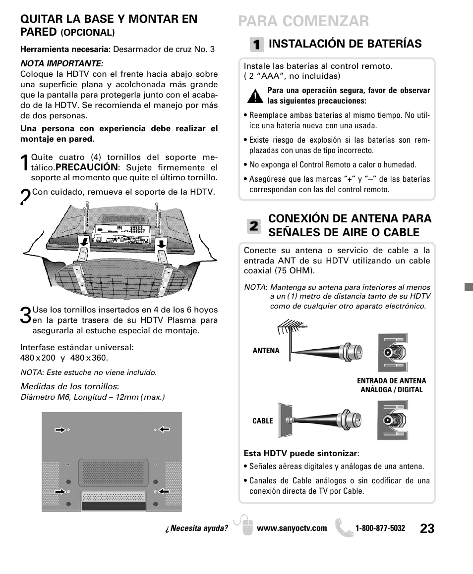 Para comenzar | Sanyo DP50740 User Manual | Page 23 / 56