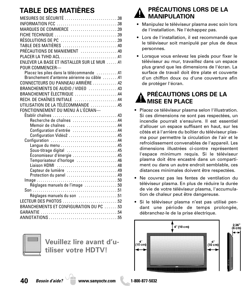 Sanyo DP50740 User Manual | Page 40 / 56
