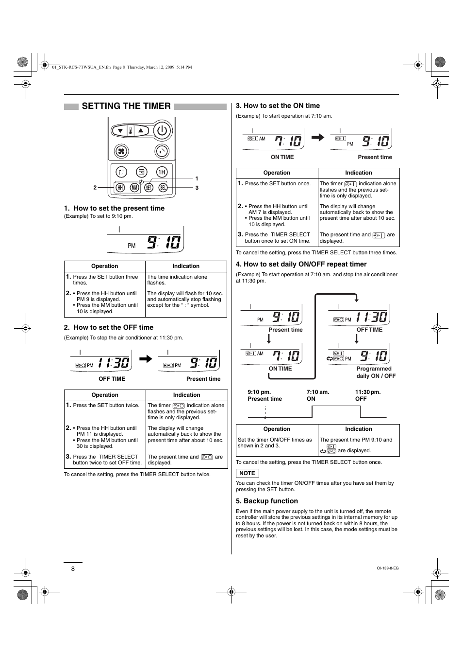 Setting the timer | Sanyo STK-RCS-7TWSUA User Manual | Page 17 / 29