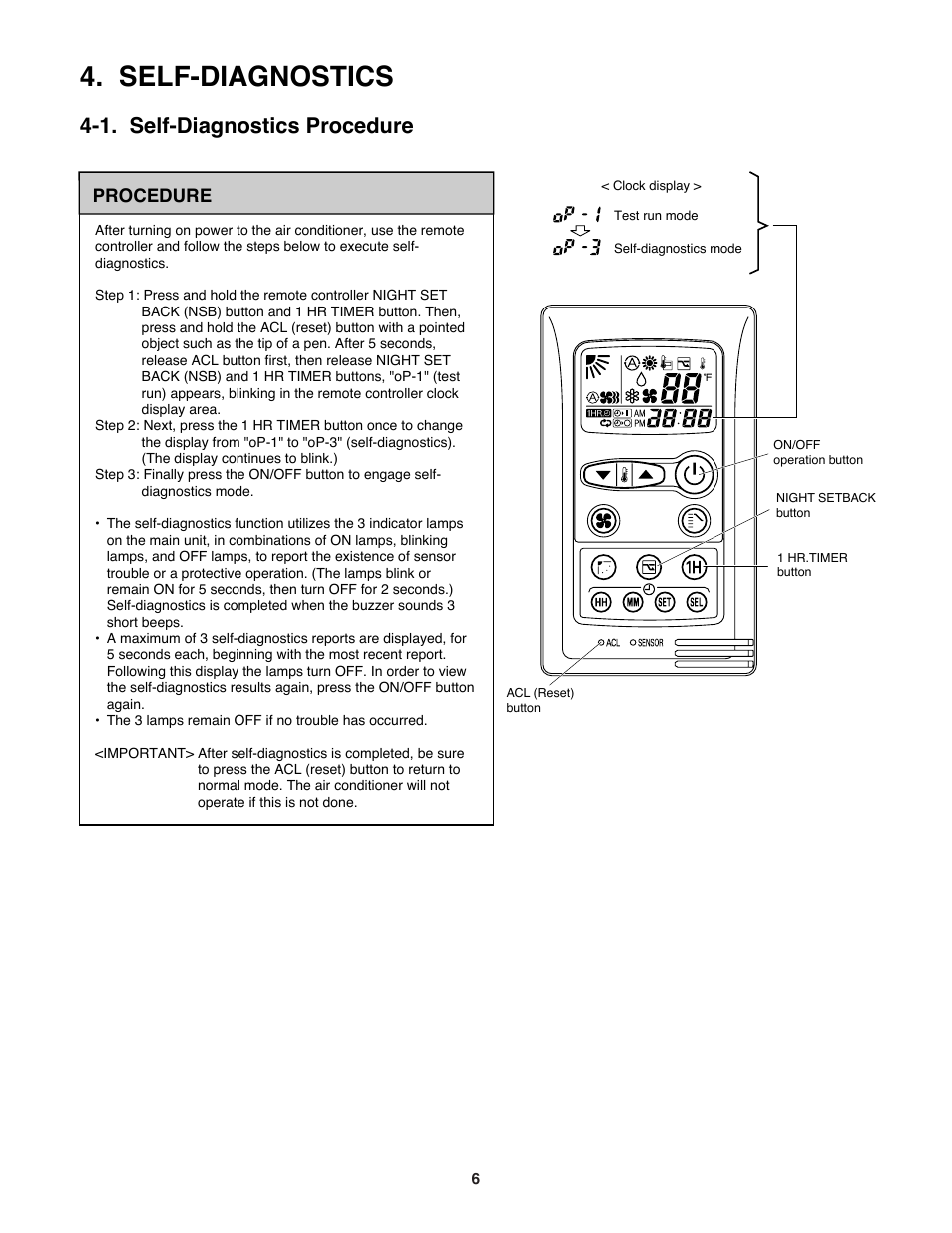 Self-diagnostics, 1. self-diagnostics procedure, Procedure | Sanyo STK-RCS-7TWSUA User Manual | Page 6 / 29