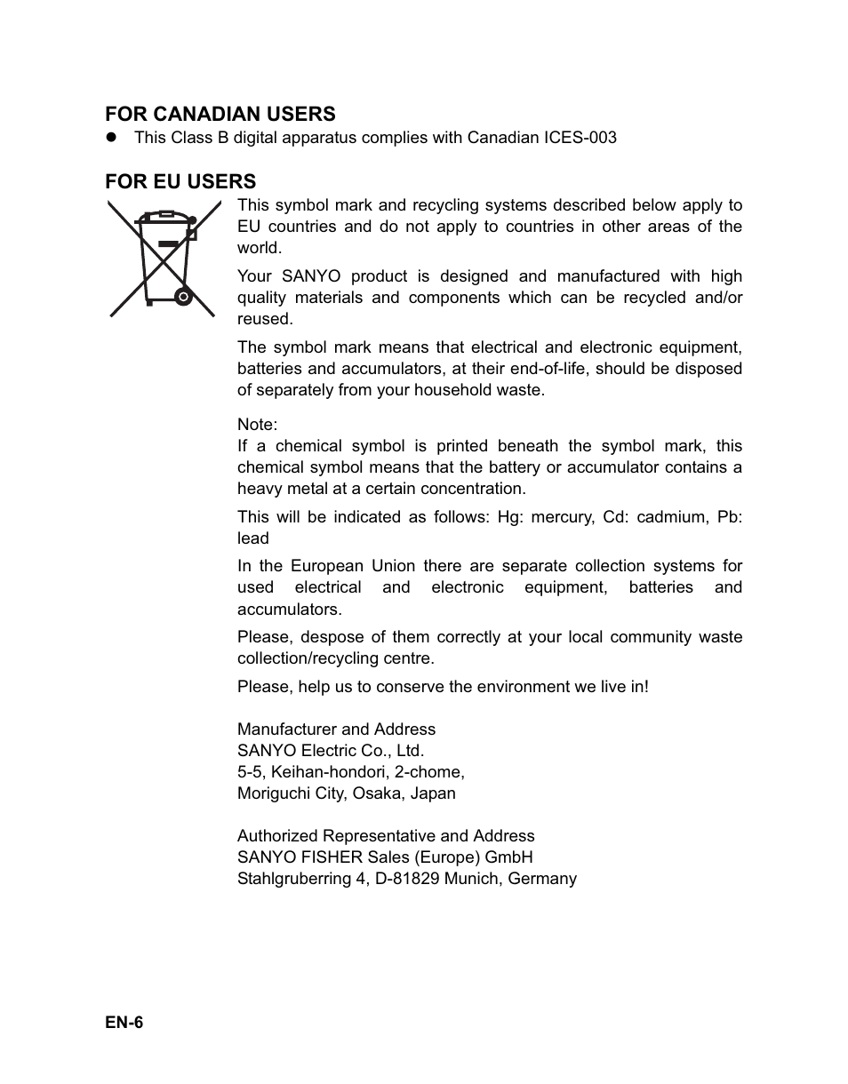 Sanyo VPC-HD100 User Manual | Page 7 / 47