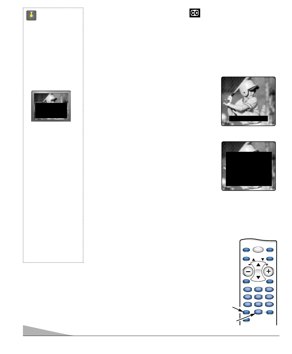 Transmisión captada, Closed-caption), Consejos rápidos | Sanyo AVM-2751S User Manual | Page 48 / 52
