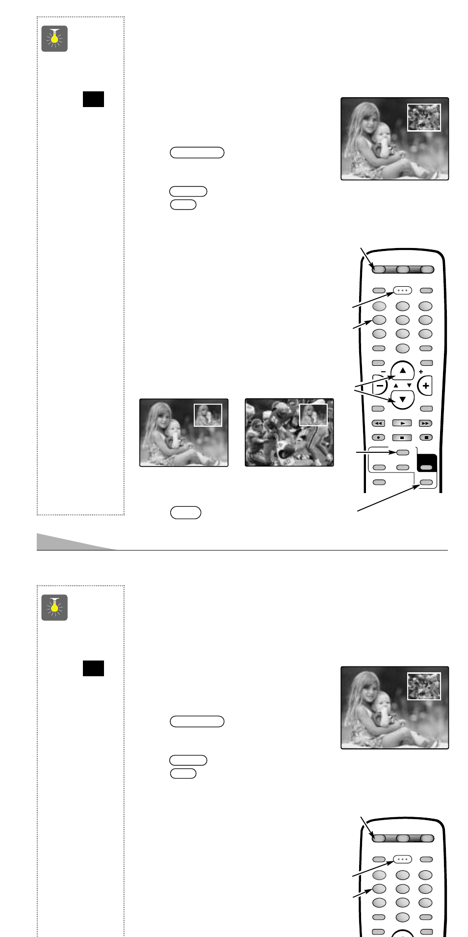 Picture-in-picture (pip) operation, Quicktips | Sanyo AVM-3280G User Manual | Page 14 / 40