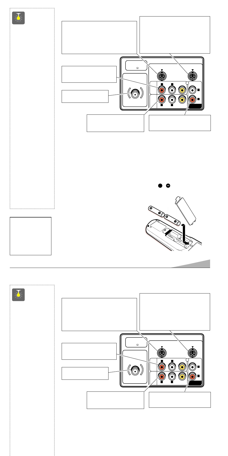 Panel posterior, Control remoto universal, Consejos rápidos | Instalación de baterías (2 aa no incluídas) | Sanyo AVM-3280G User Manual | Page 25 / 40