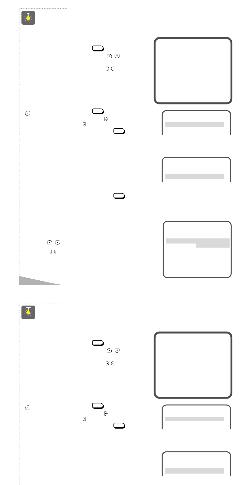 Ajustes del tv, Como hacer los ajustes, Ajustando el reloj | Ajuste el modo de audio, Ajuste de imagen/sonido, Consejos rápidos | Sanyo AVM-3280G User Manual | Page 28 / 40