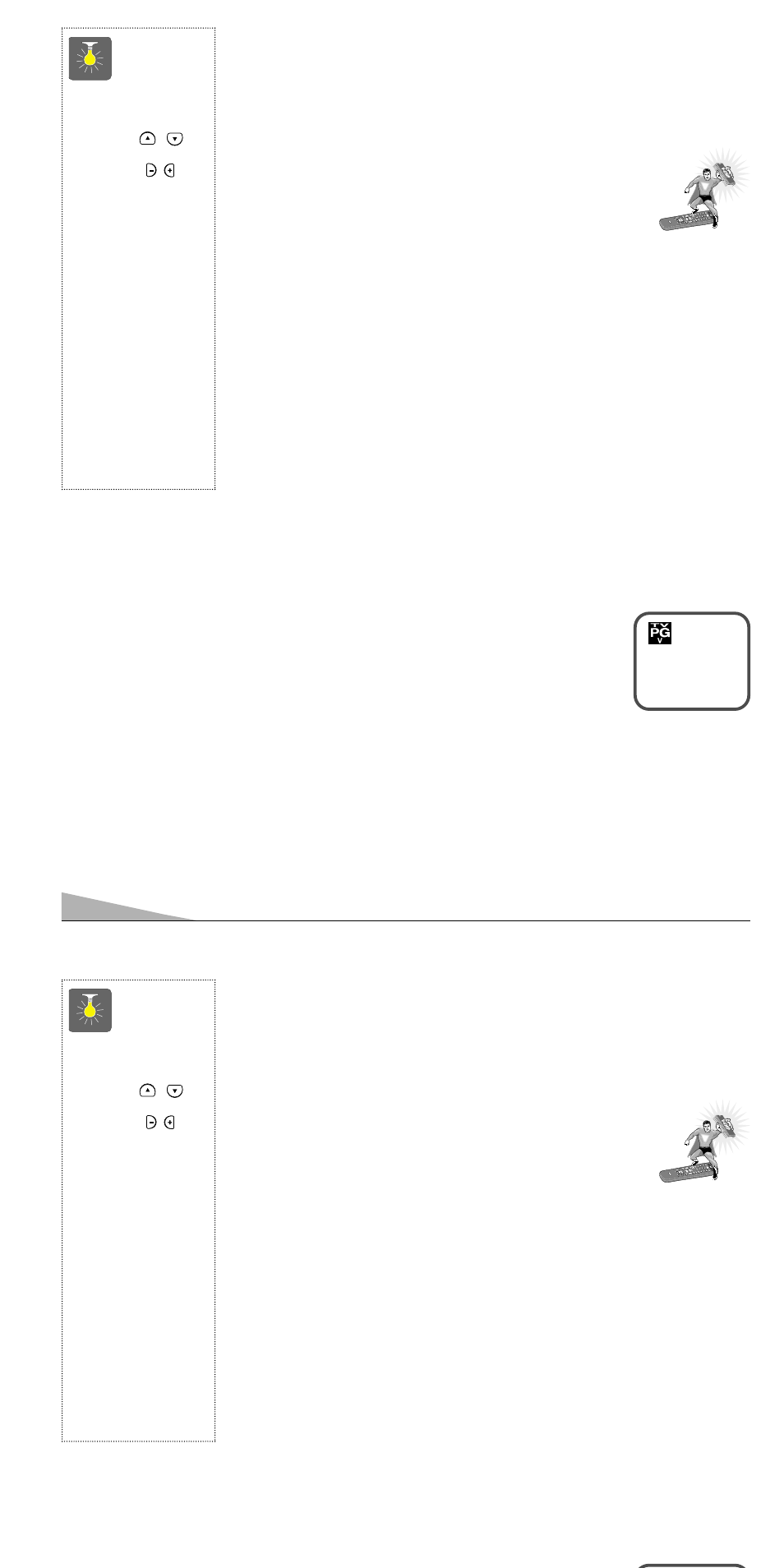 Informacíon de guía-v, Operacion de guía-v, Tipos de programacion que reciben clasificación | Consejos rápidos | Sanyo AVM-3280G User Manual | Page 36 / 40