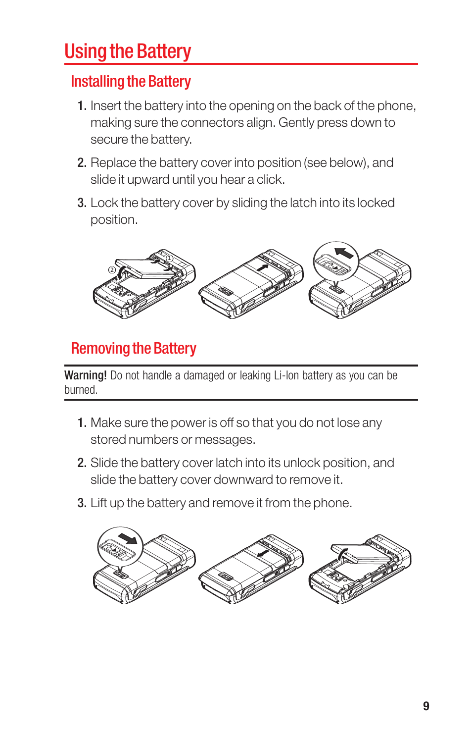 Using the battery, Installing the battery, Removing the battery | Sanyo PRO-700 User Manual | Page 13 / 133