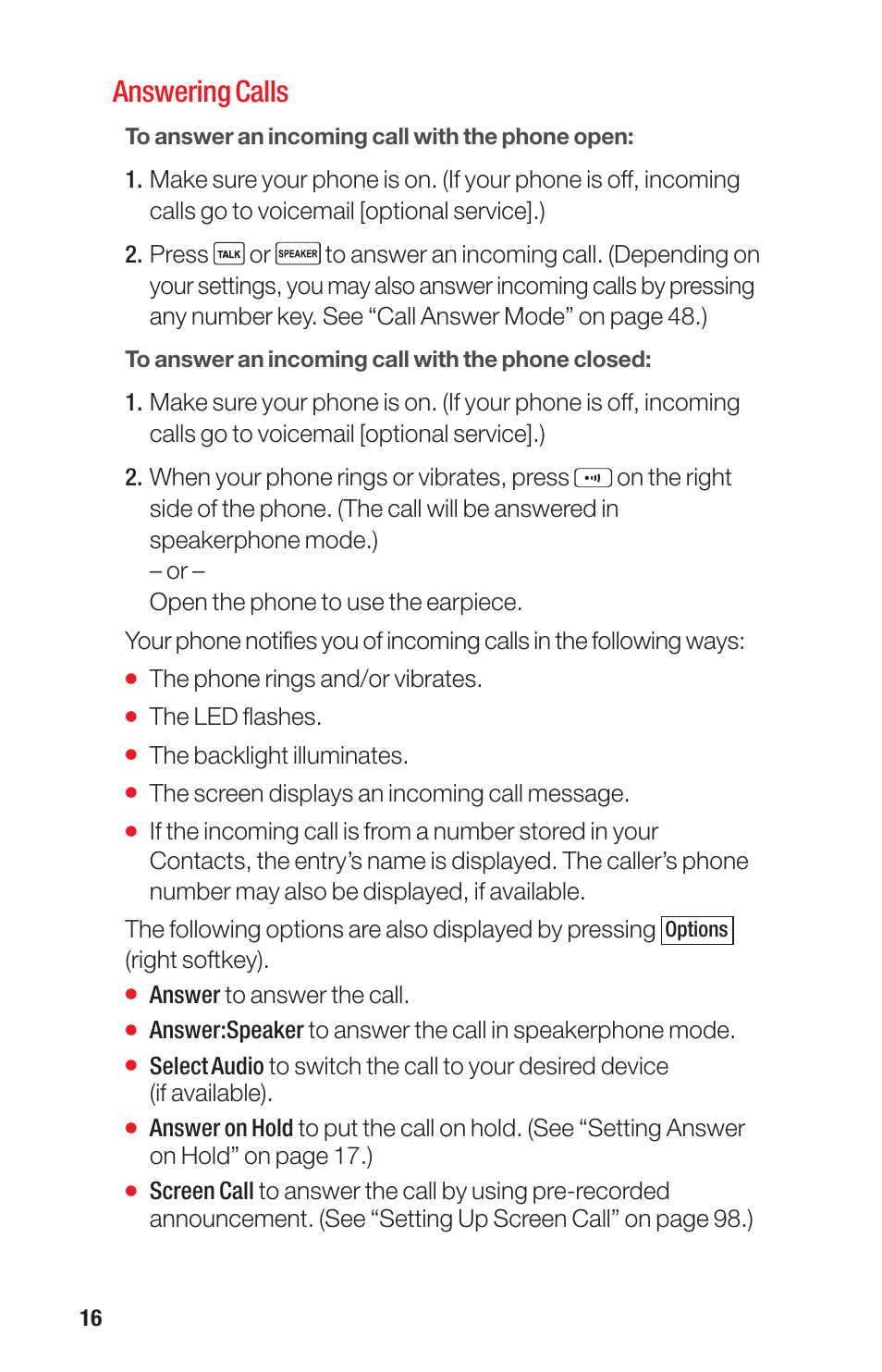 Answering calls | Sanyo PRO-700 User Manual | Page 20 / 133