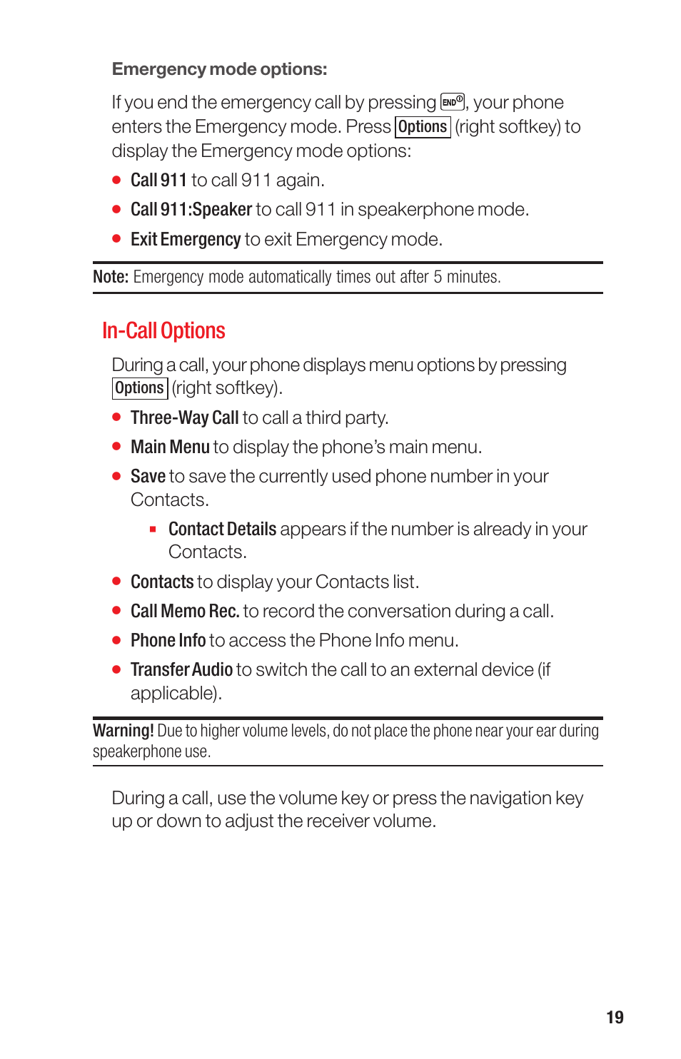 In-call options | Sanyo PRO-700 User Manual | Page 23 / 133