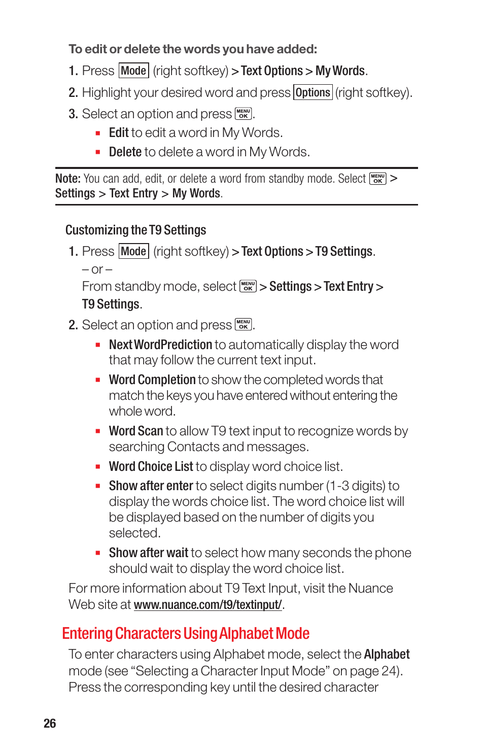 Entering characters using alphabet mode | Sanyo PRO-700 User Manual | Page 30 / 133