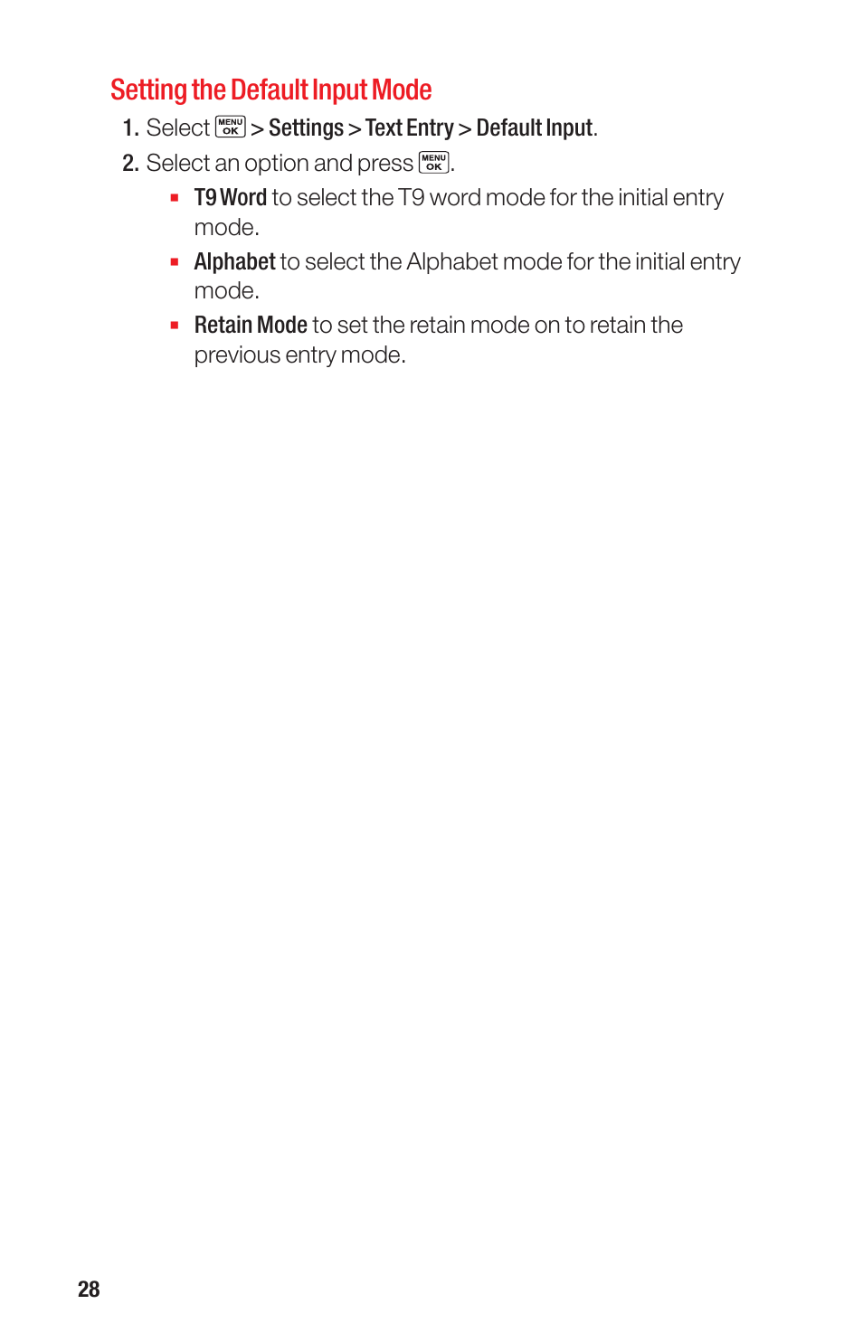 Setting the default input mode | Sanyo PRO-700 User Manual | Page 32 / 133