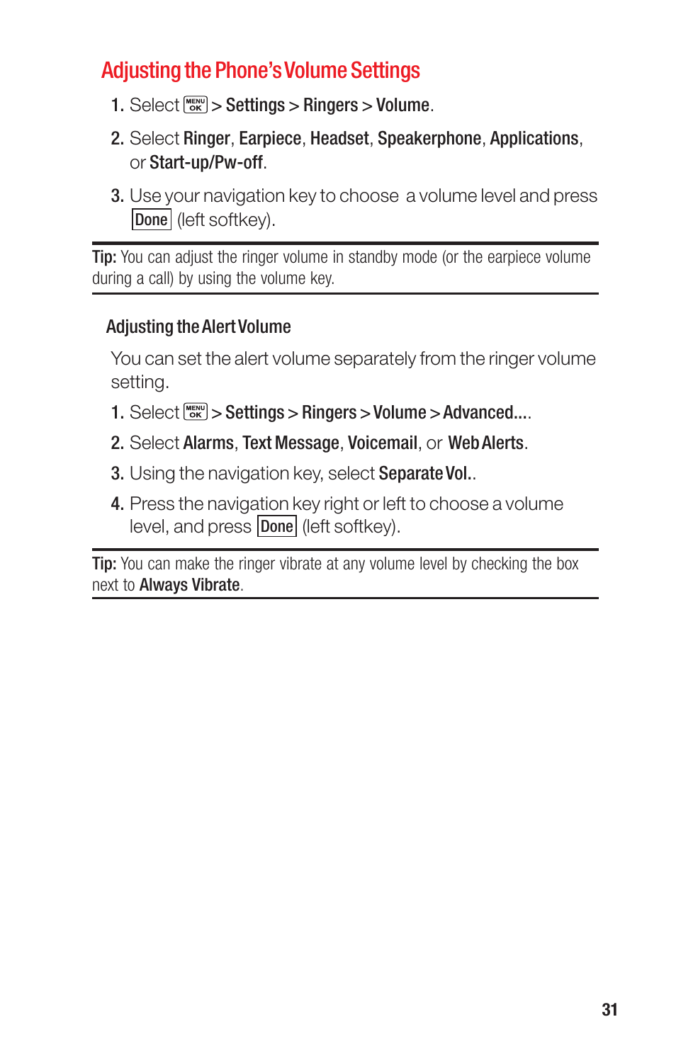 Adjusting the phone’s volume settings | Sanyo PRO-700 User Manual | Page 35 / 133