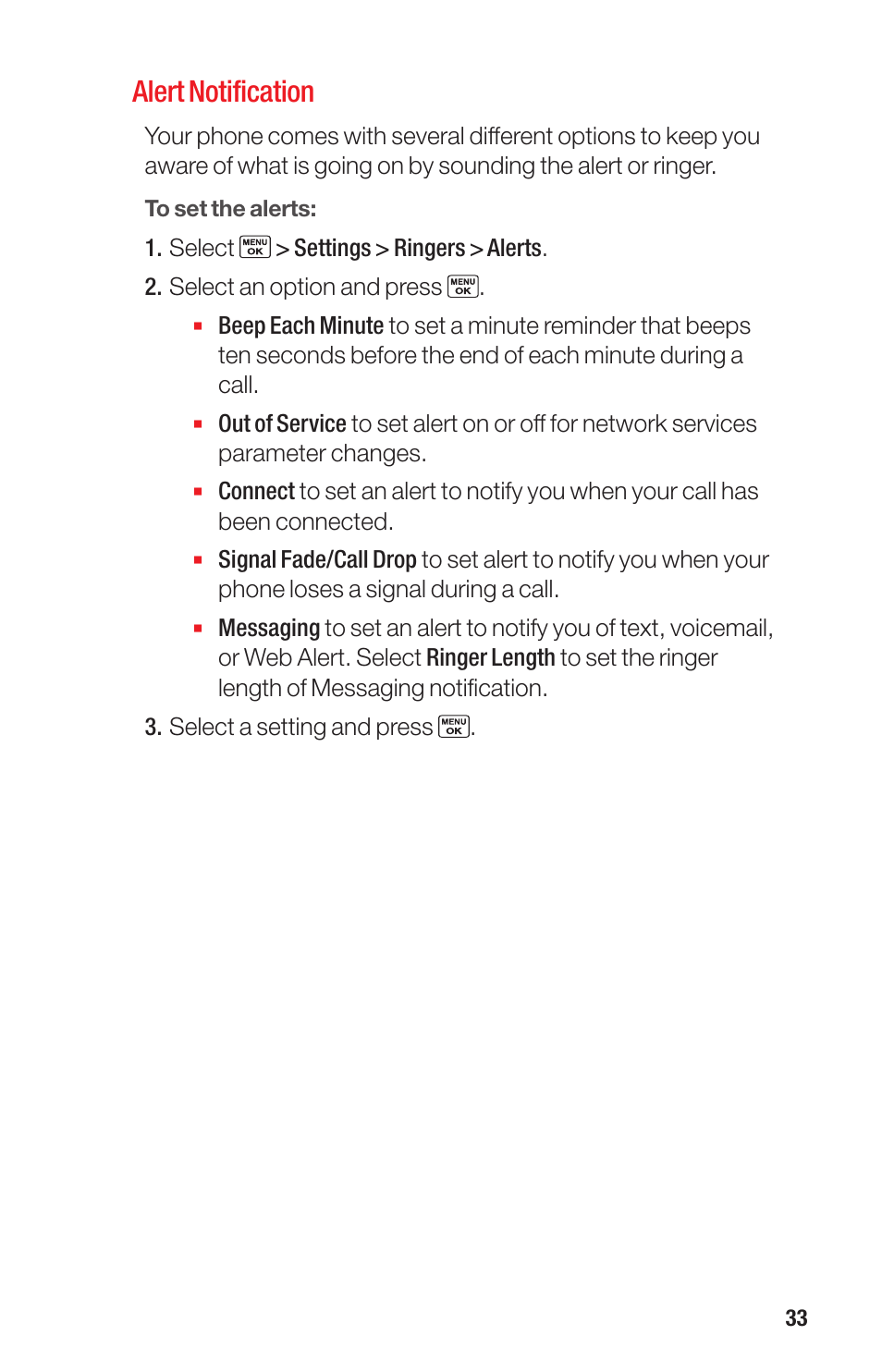 Alert notification | Sanyo PRO-700 User Manual | Page 37 / 133