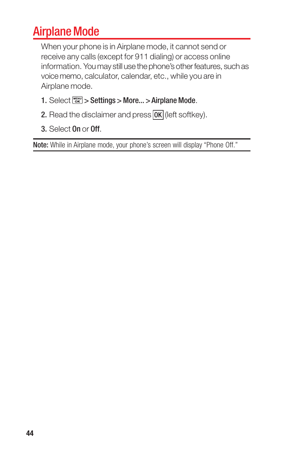 Airplane mode | Sanyo PRO-700 User Manual | Page 48 / 133