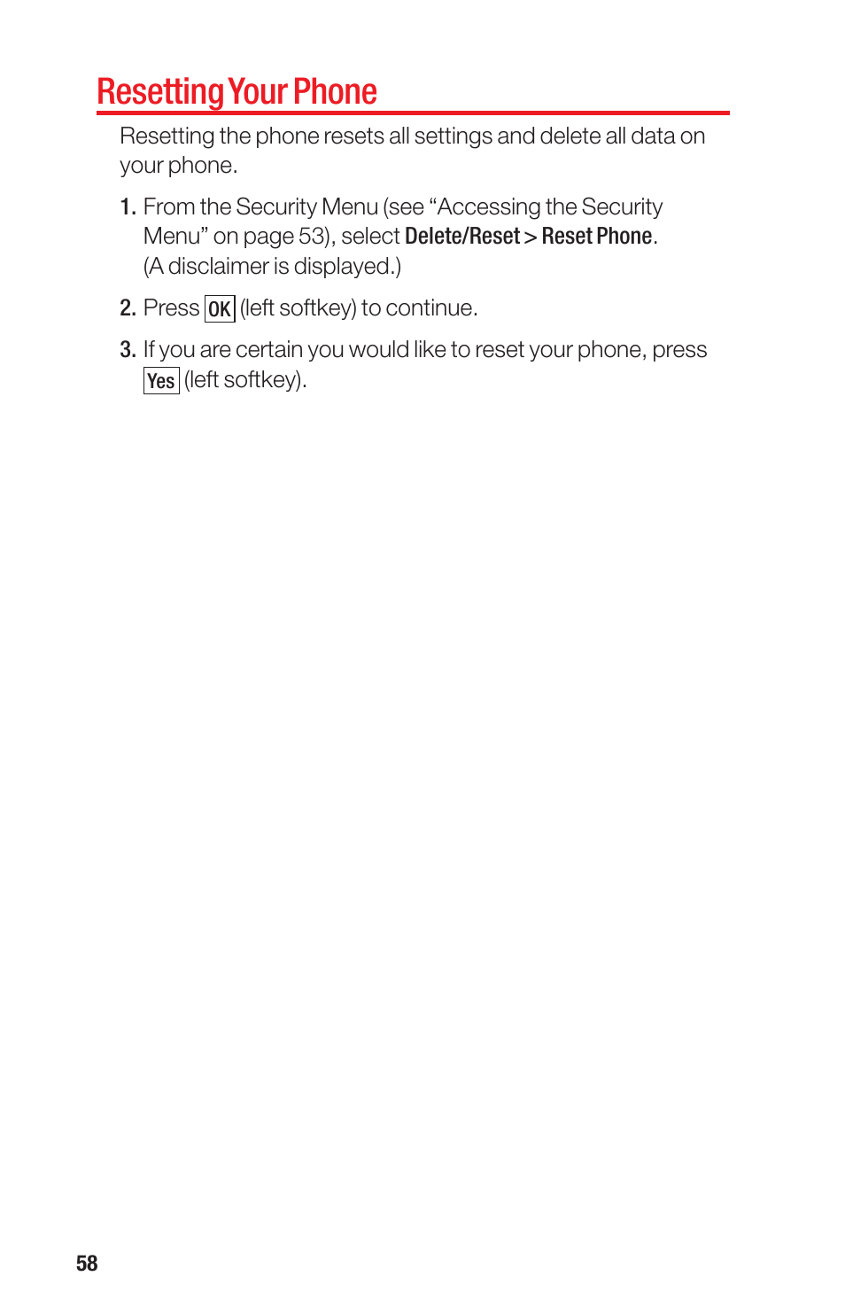 Resetting your phone | Sanyo PRO-700 User Manual | Page 62 / 133