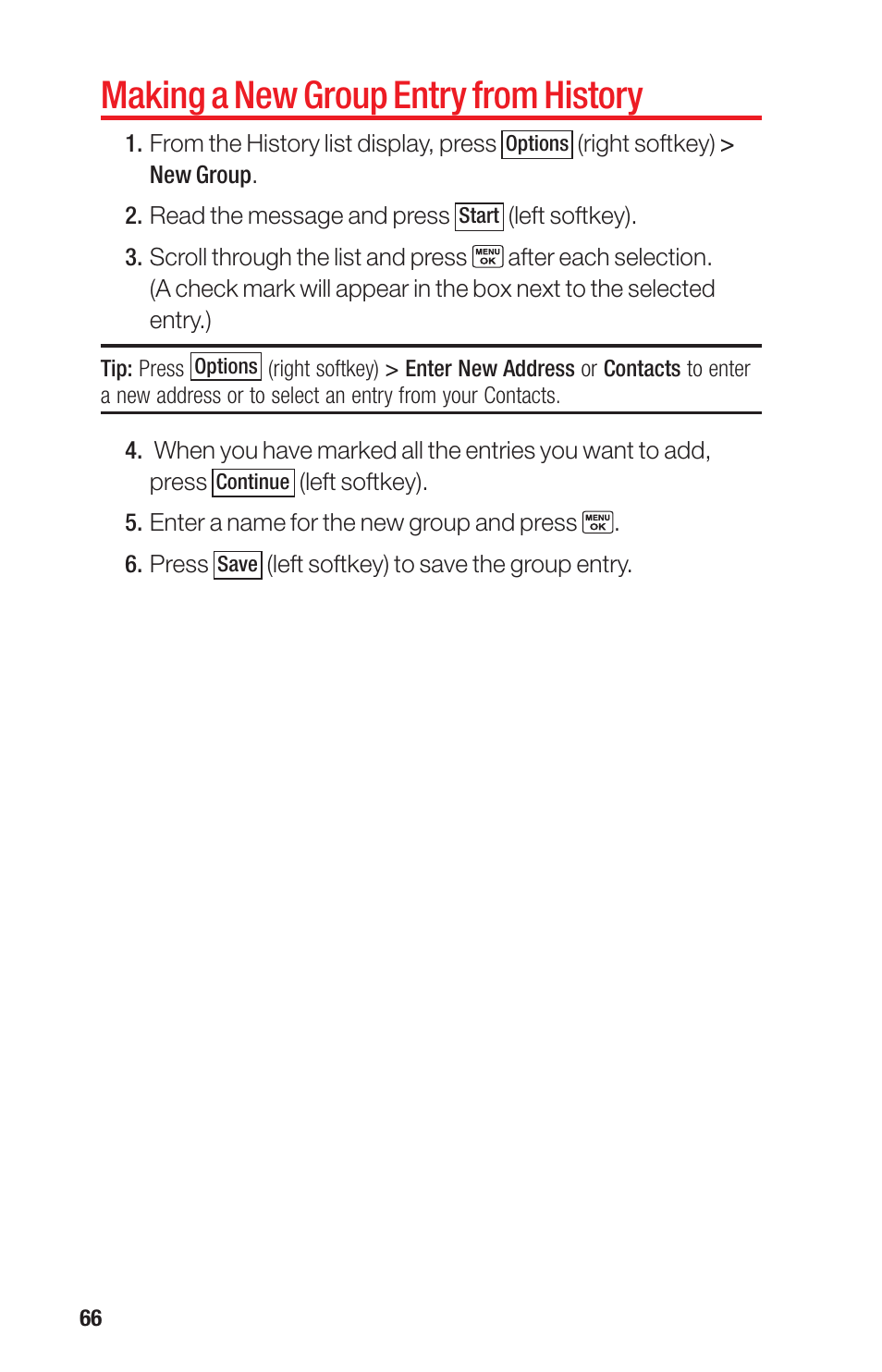 Making a new group entry from history | Sanyo PRO-700 User Manual | Page 70 / 133