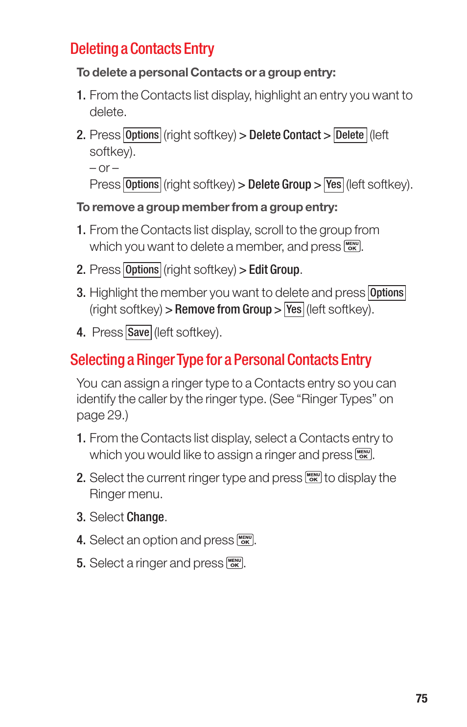 Deleting a contacts entry | Sanyo PRO-700 User Manual | Page 79 / 133