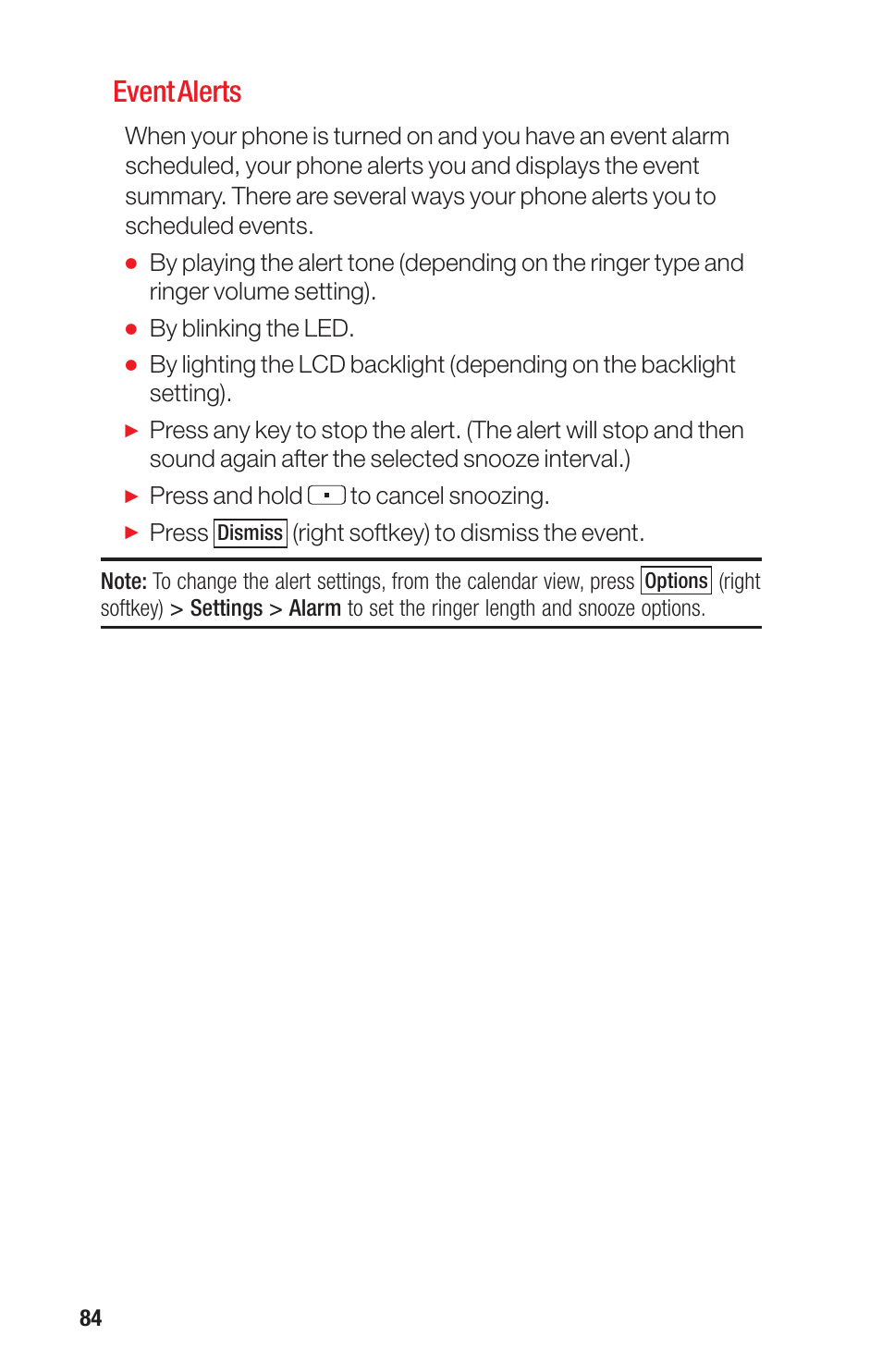 Event alerts | Sanyo PRO-700 User Manual | Page 88 / 133