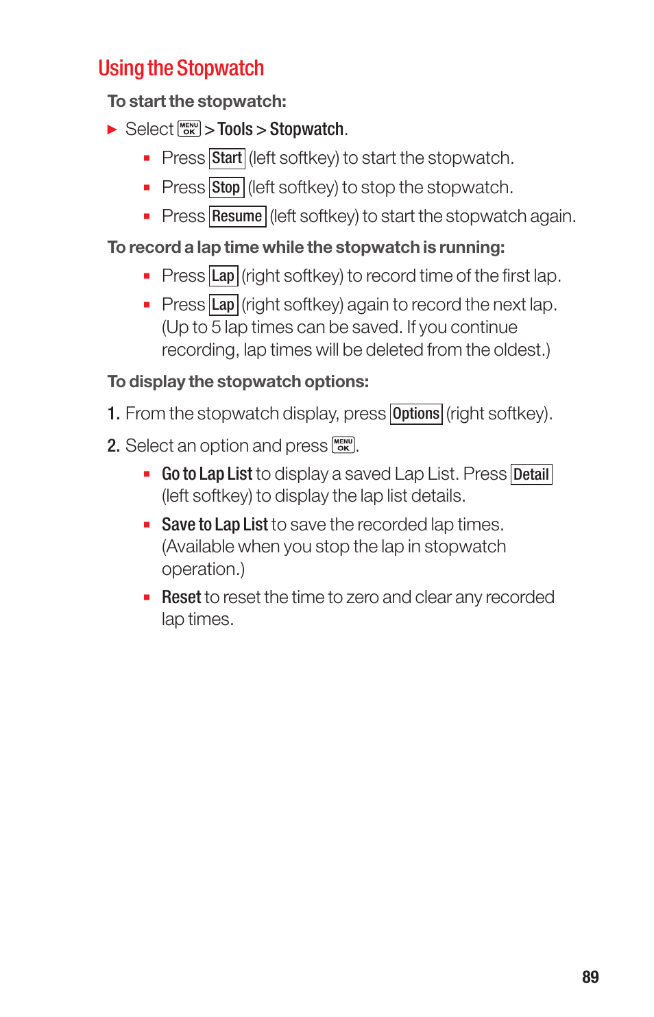 Using the stopwatch | Sanyo PRO-700 User Manual | Page 93 / 133