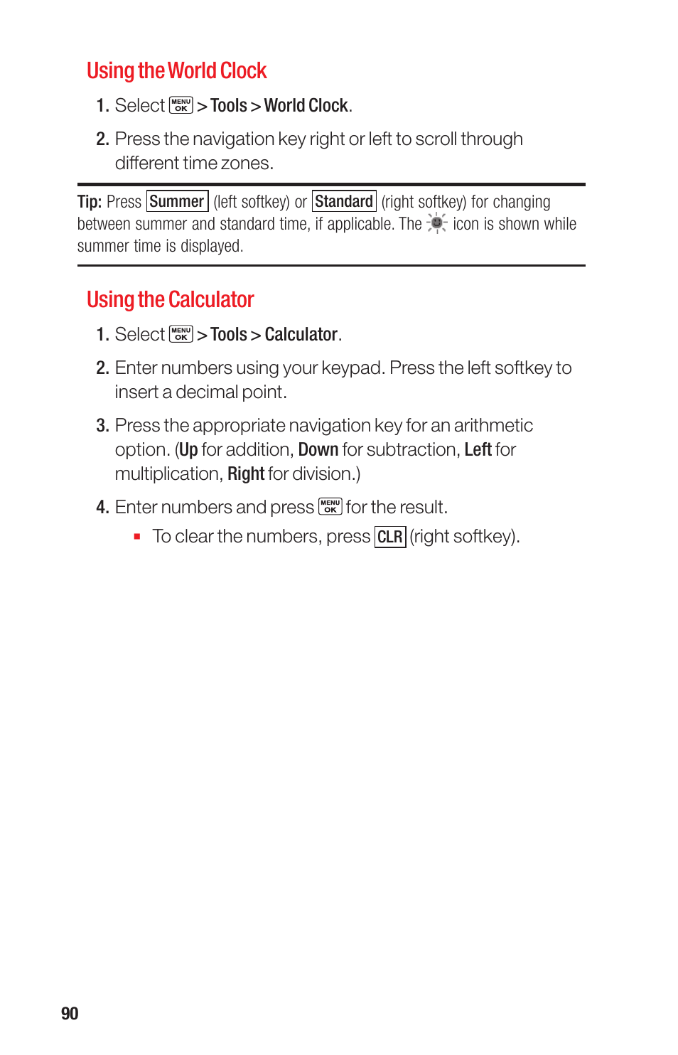 Using the world clock, Using the calculator | Sanyo PRO-700 User Manual | Page 94 / 133