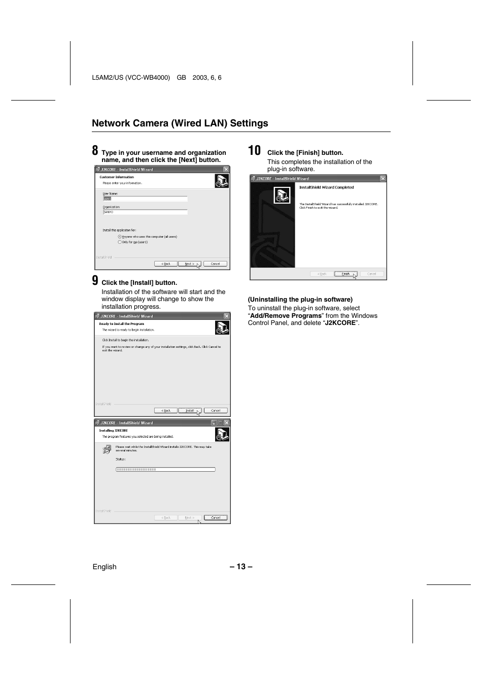 Sanyo VCC-WB4000 User Manual | Page 14 / 68