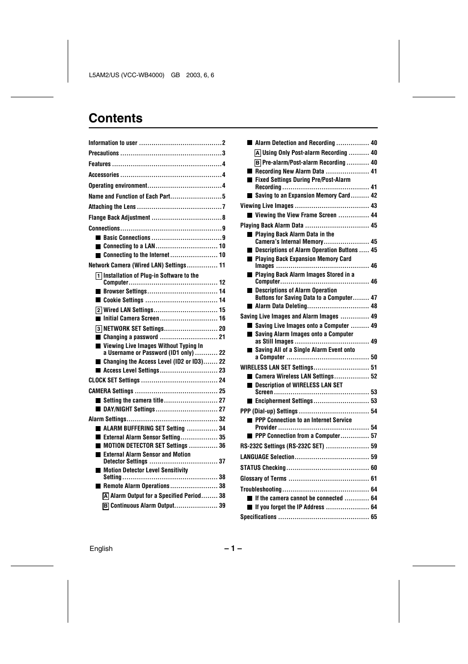 Sanyo VCC-WB4000 User Manual | Page 2 / 68