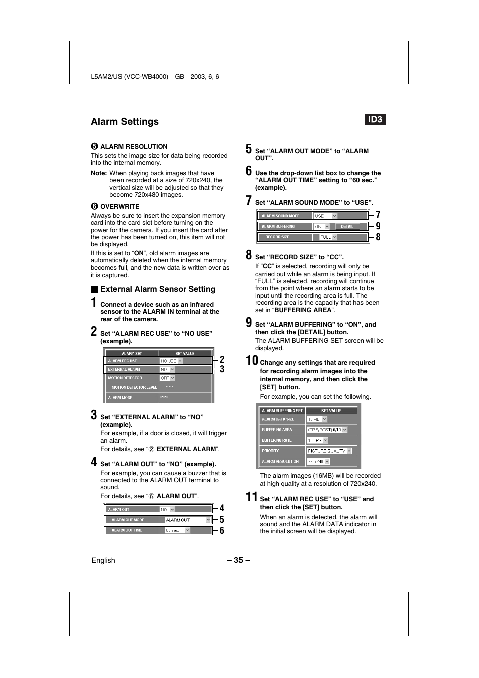 Sanyo VCC-WB4000 User Manual | Page 36 / 68