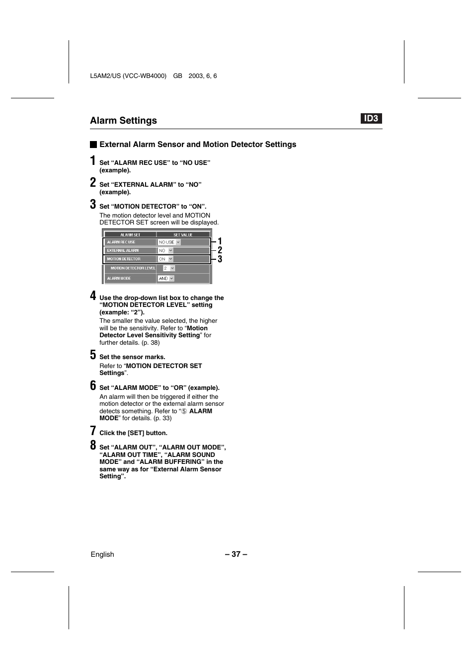 Sanyo VCC-WB4000 User Manual | Page 38 / 68