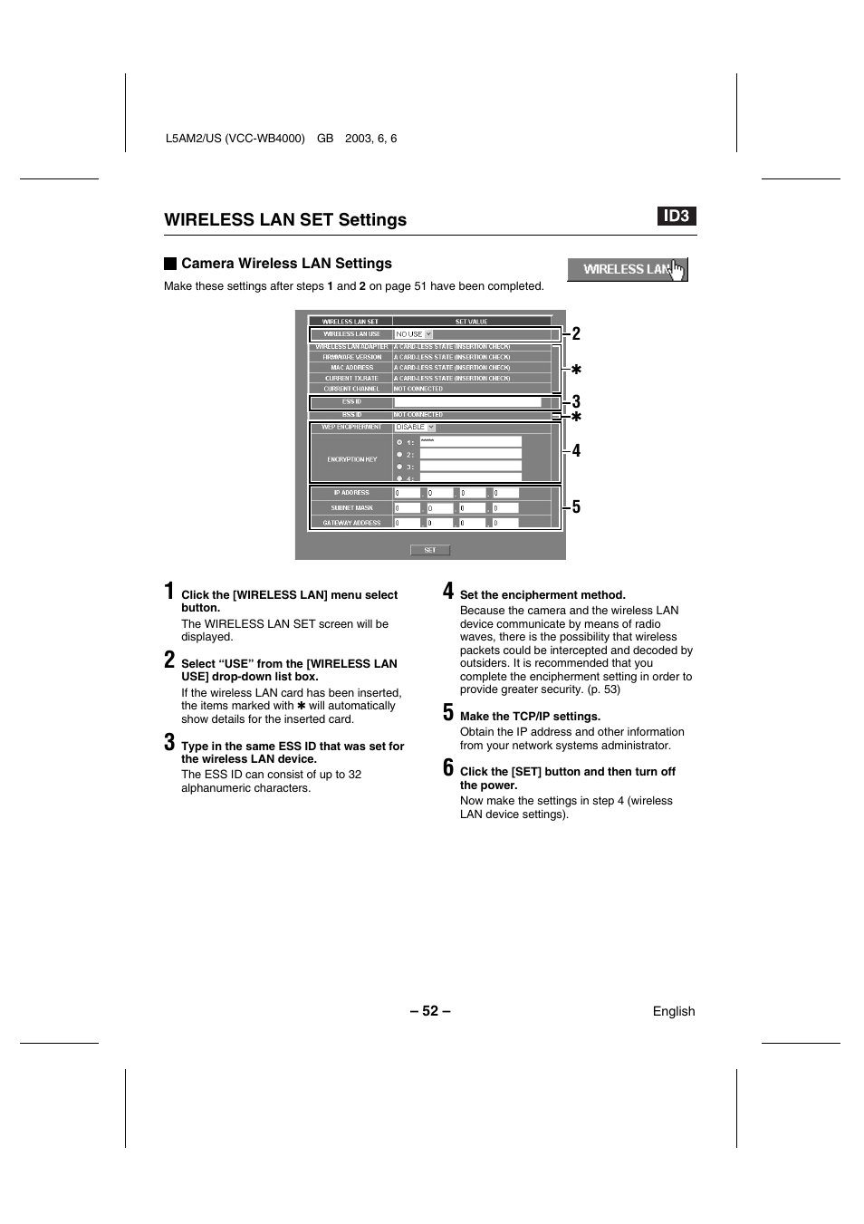 Sanyo VCC-WB4000 User Manual | Page 53 / 68