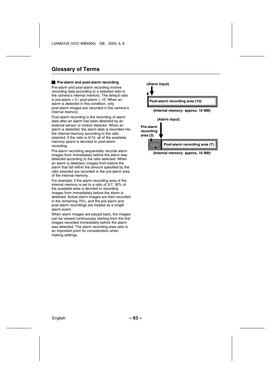 Glossary of terms | Sanyo VCC-WB4000 User Manual | Page 64 / 68