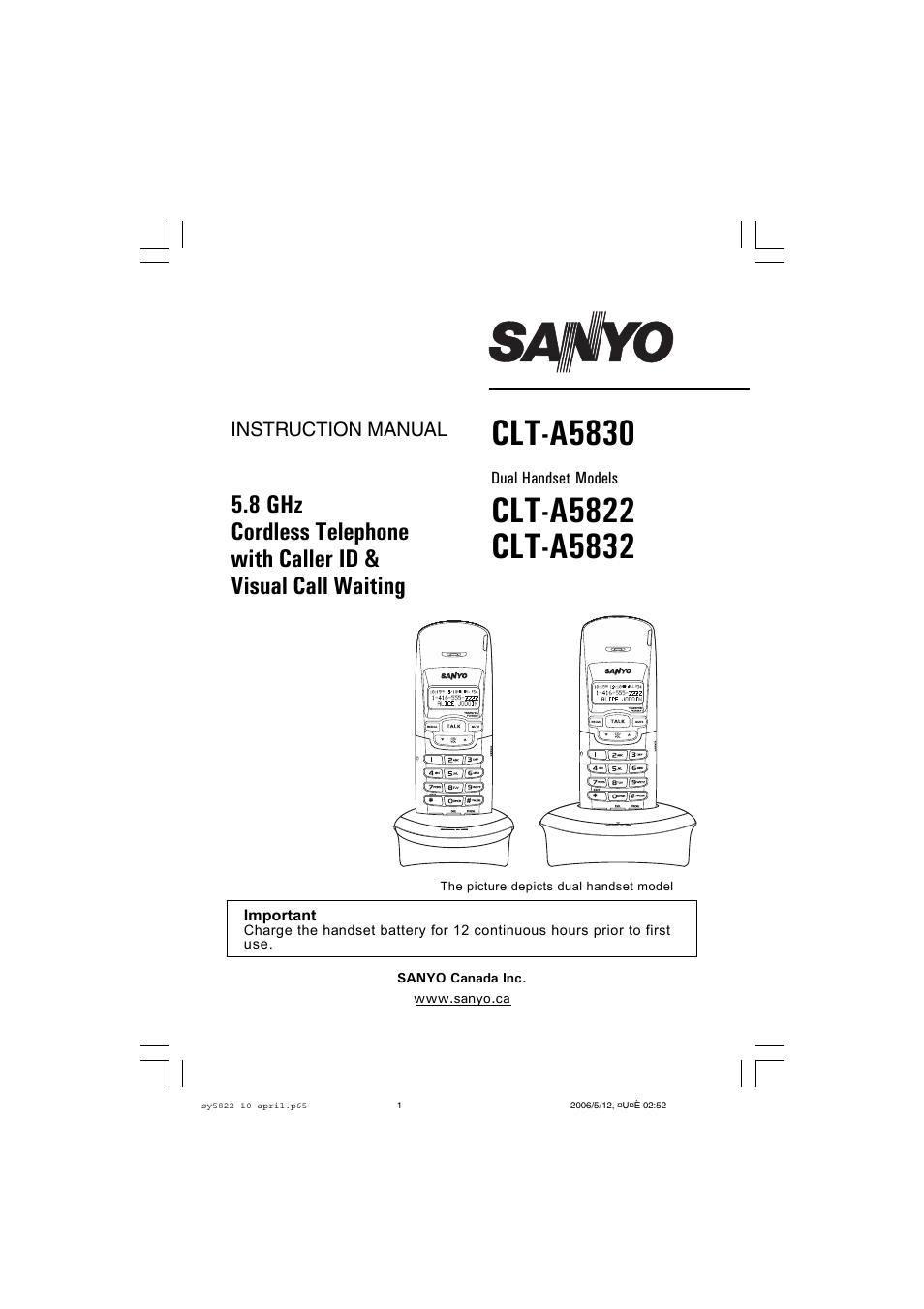 Sanyo CLT-A5822 User Manual | 34 pages