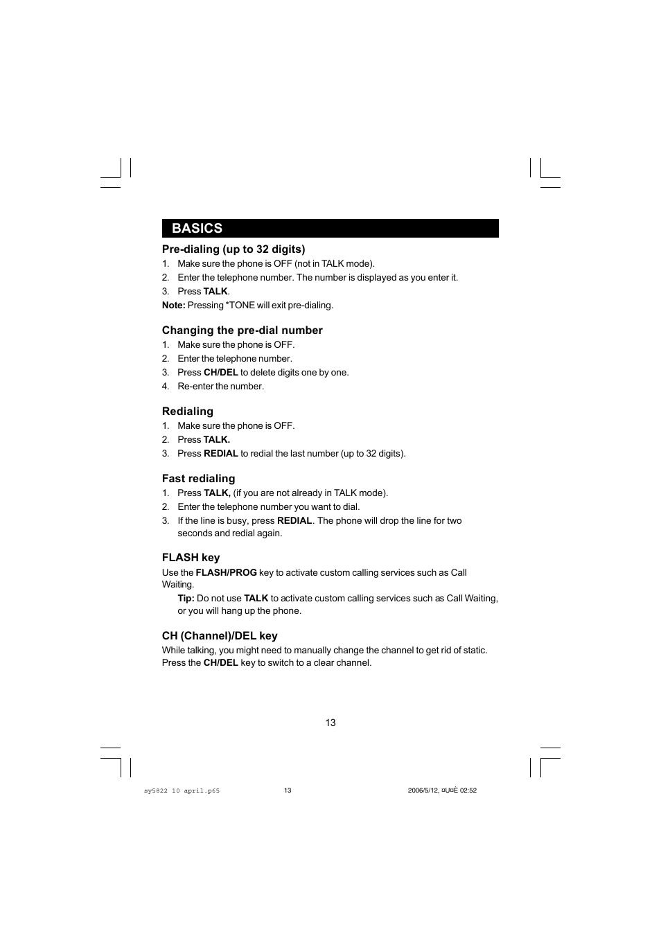 Basics | Sanyo CLT-A5822 User Manual | Page 13 / 34