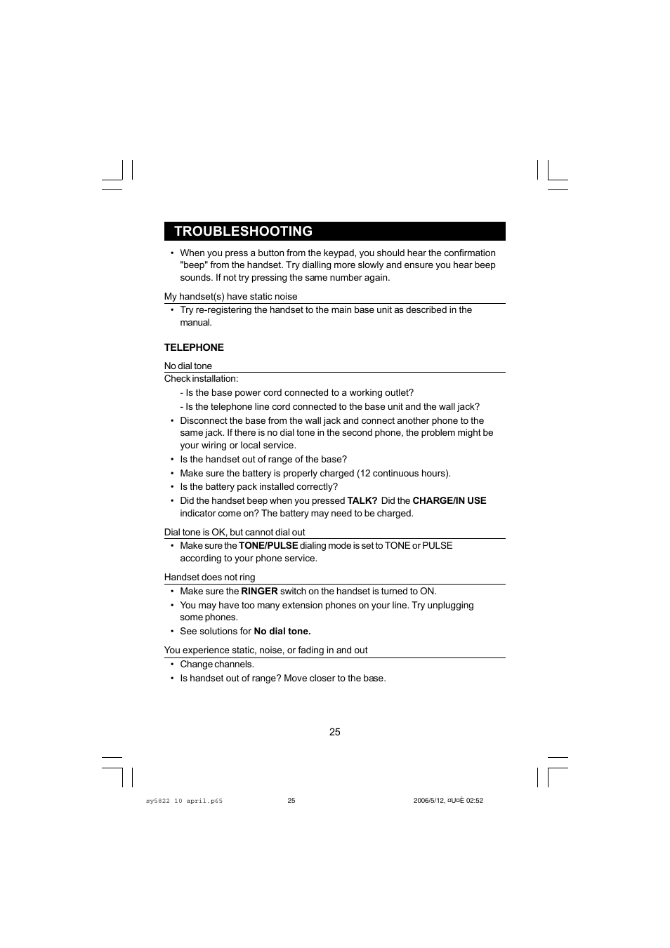 Troubleshooting | Sanyo CLT-A5822 User Manual | Page 25 / 34