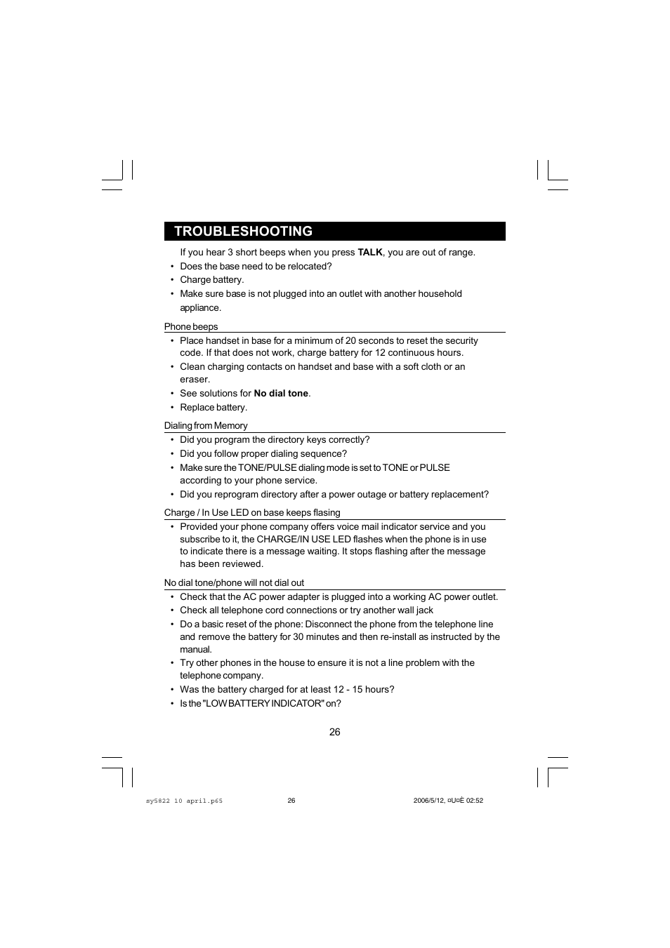 Troubleshooting | Sanyo CLT-A5822 User Manual | Page 26 / 34