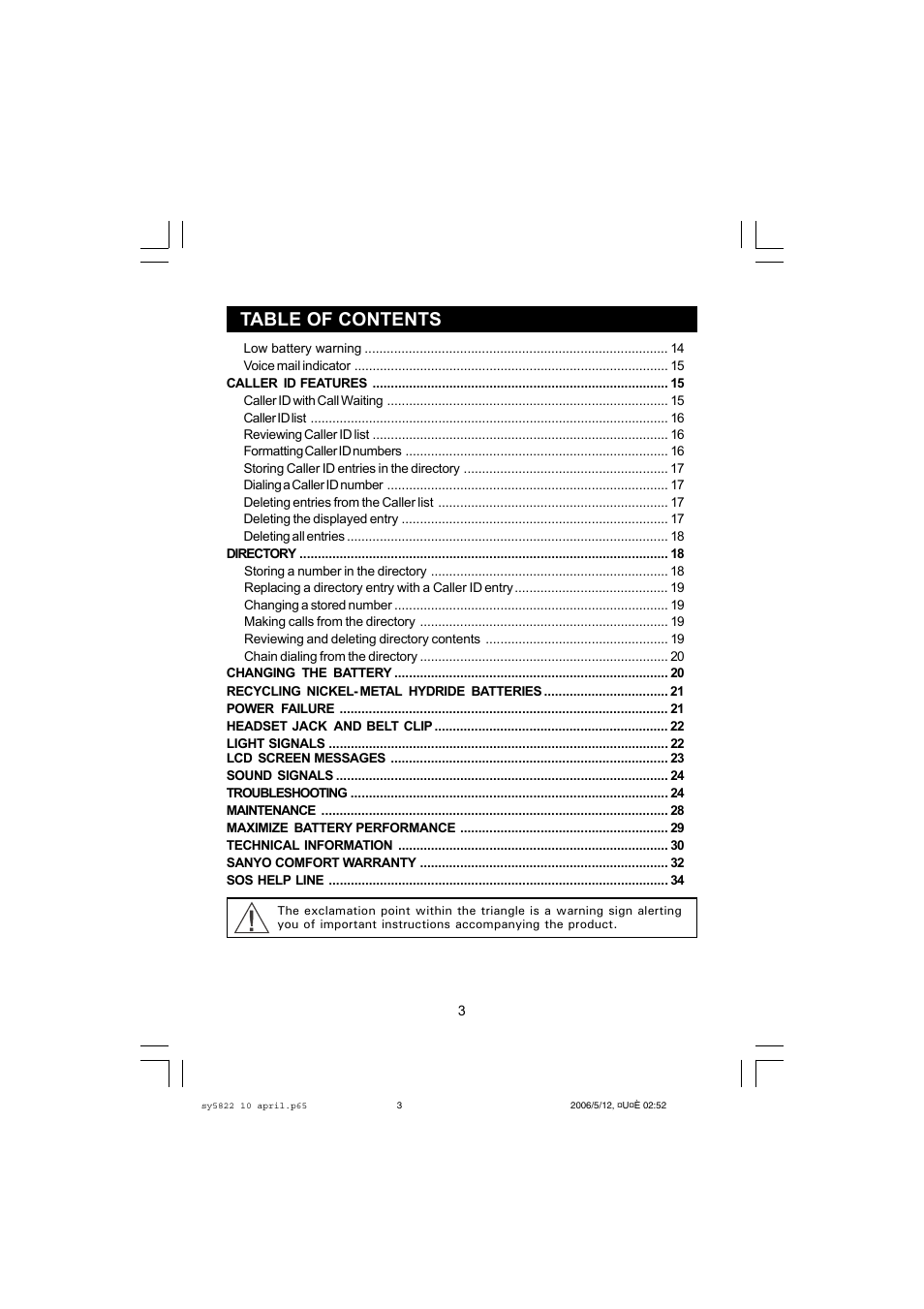 Sanyo CLT-A5822 User Manual | Page 3 / 34