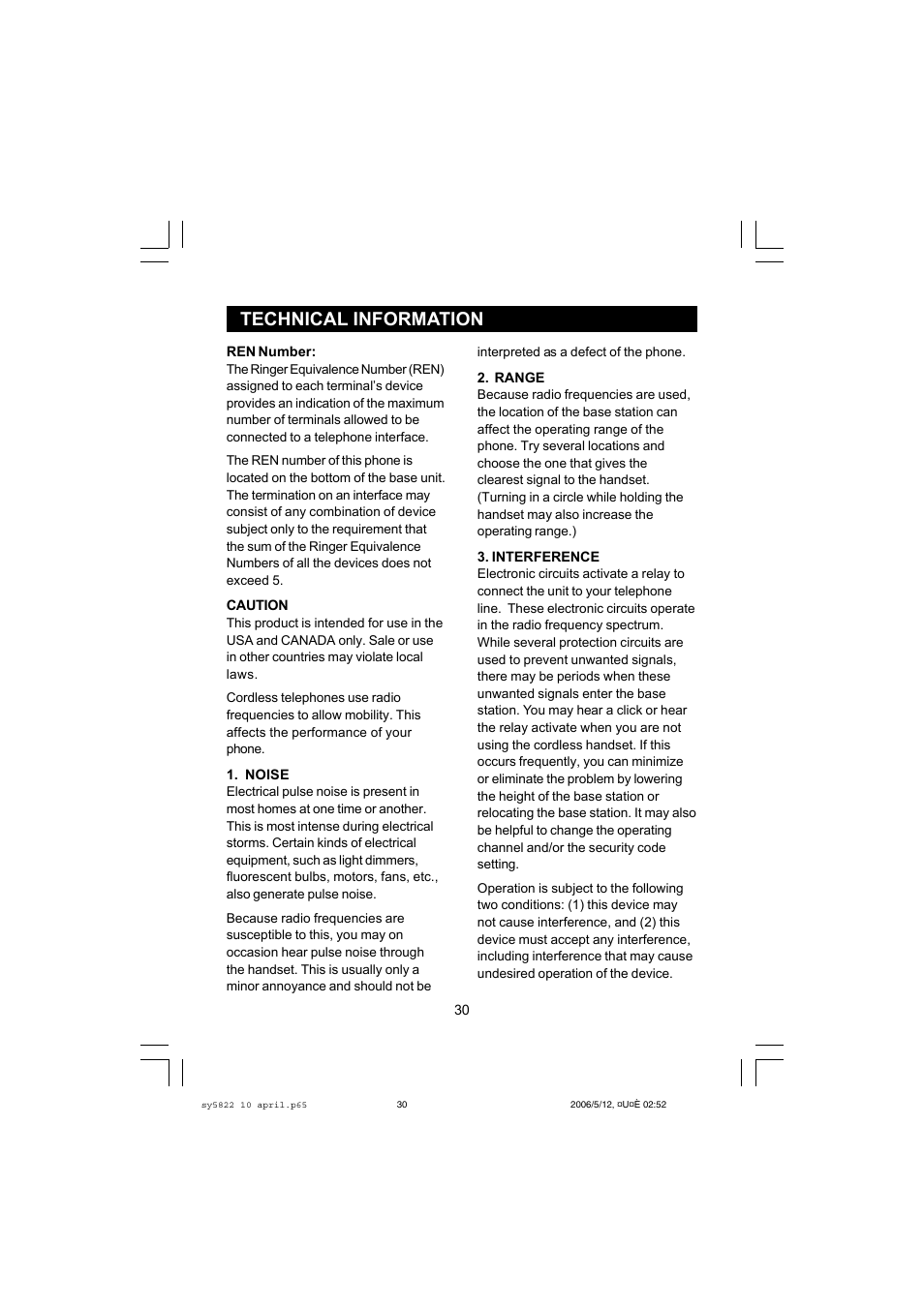 Technical information | Sanyo CLT-A5822 User Manual | Page 30 / 34